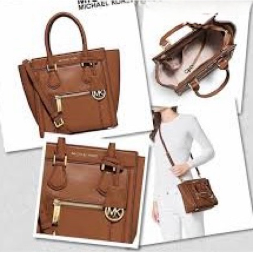 Michael Kors Collette Women’s  Brown Leather Tote Handbag - Picture 8 of 8